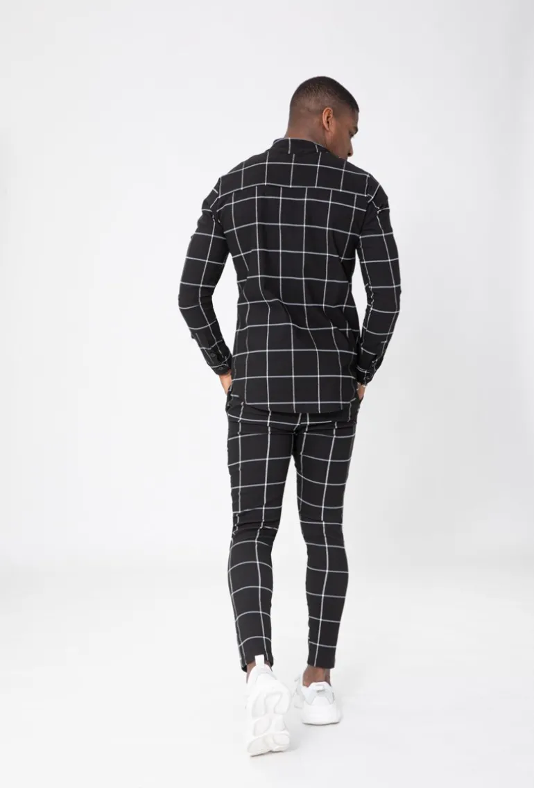 Chemise col mao à carreaux