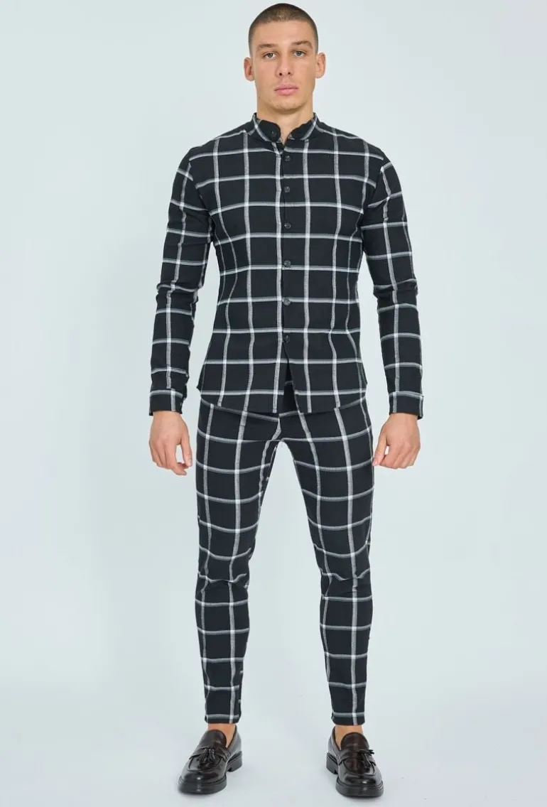 Chemise col mao à carreaux