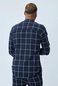 Chemise col mao à carreaux