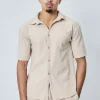 Chemise cotelée manches courtes oversize
