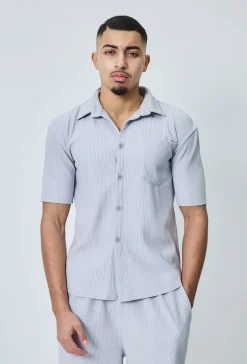 Chemise cotelée manches courtes oversize