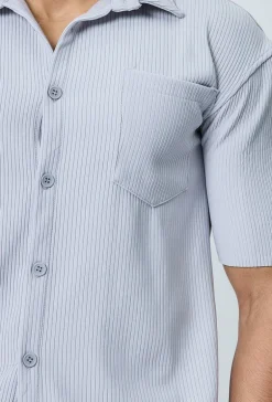 Chemise cotelée manches courtes oversize