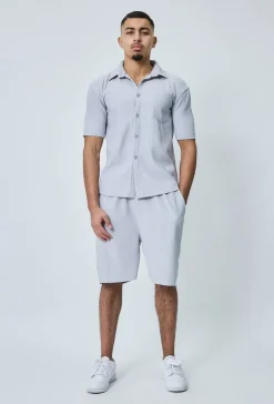 Chemise cotelée manches courtes oversize