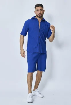 Chemise cotelée manches courtes oversize