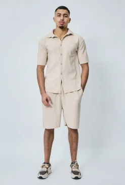 Chemise cotelée manches courtes oversize
