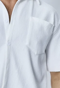 Chemise cotelée manches courtes oversize