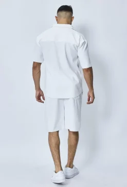 Chemise cotelée manches courtes oversize
