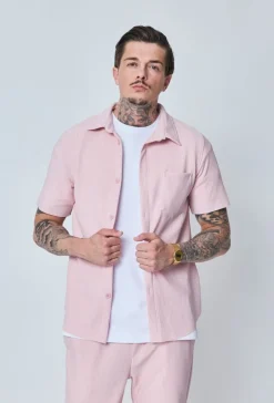 Chemise cotelée manches courtes oversize