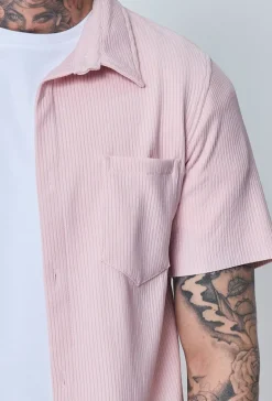 Chemise cotelée manches courtes oversize