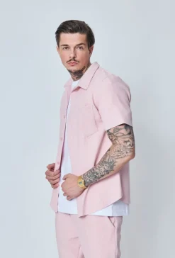Chemise cotelée manches courtes oversize