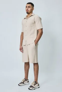 Chemise cotelée manches courtes oversize