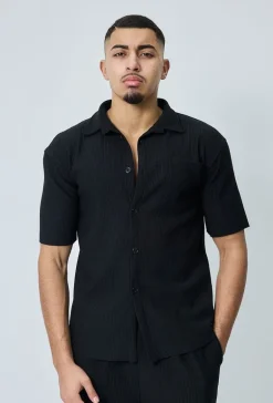 Chemise cotelée manches courtes oversize