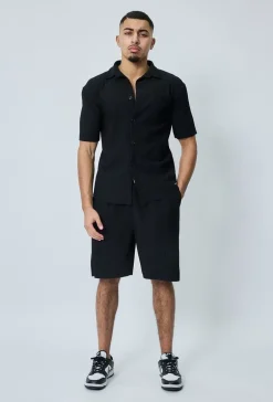 Chemise cotelée manches courtes oversize
