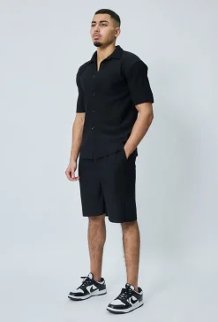 Chemise cotelée manches courtes oversize
