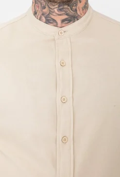 Chemise décontractée lin à col mao