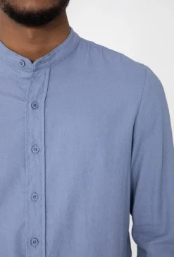 Chemise décontractée lin à col mao