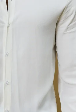 Chemise décontractée unie col mao