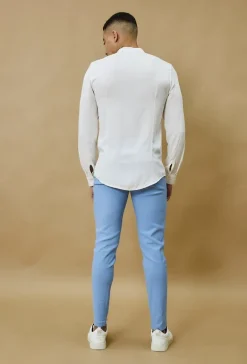 Chemise décontractée unie col mao