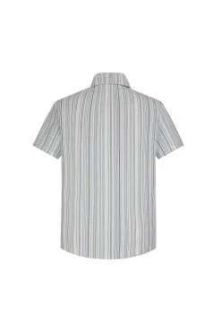 Chemise effet lin à rayures