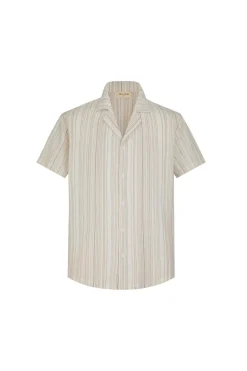 Chemise effet lin à rayures