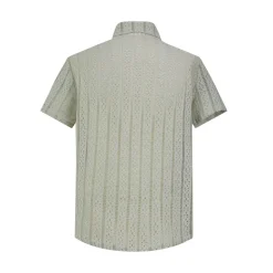 Chemise en dentelle manches courtes col à revers