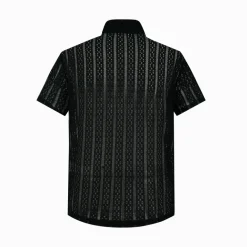 Chemise en dentelle manches courtes col à revers
