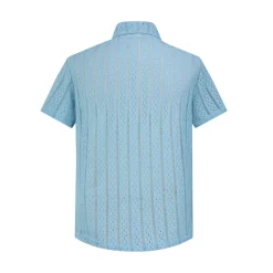 Chemise en dentelle manches courtes col à revers