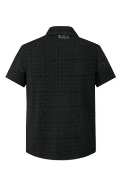 Chemise en dentelle manches courtes col à revers