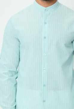 Chemise en lin mélangé avec col coréen