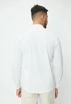 Chemise en lin mélangé avec col coréen