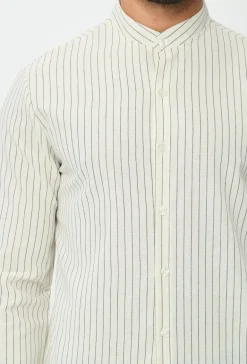 Chemise en lin mélangé avec col coréen
