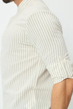 Chemise en lin mélangé avec col coréen
