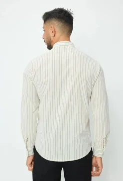 Chemise en lin mélangé avec col coréen