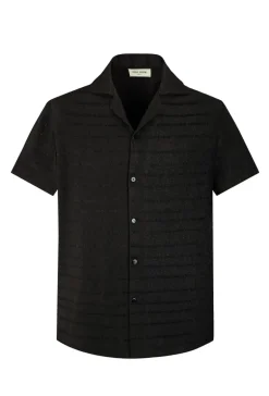 Chemise en maille transparente manches courtes col à revers