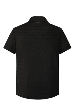 Chemise en maille transparente manches courtes col à revers
