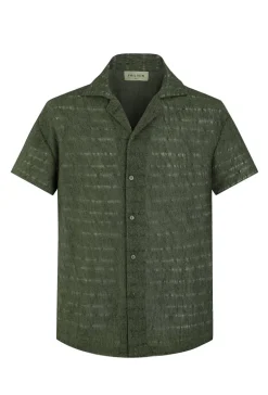 Chemise en maille transparente manches courtes col à revers