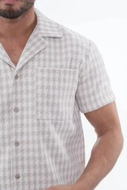 Chemise en tweed à carreaux manches courtes