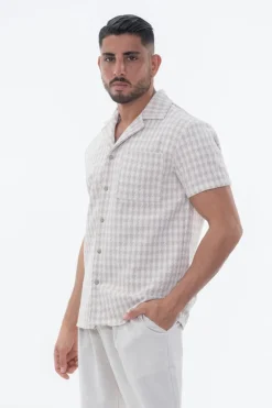 Chemise en tweed à carreaux manches courtes