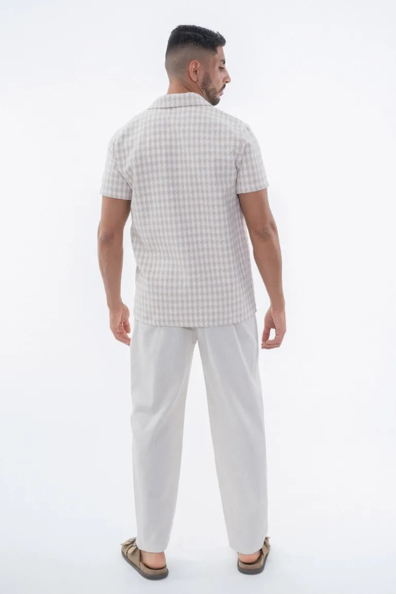 Chemise en tweed à carreaux manches courtes