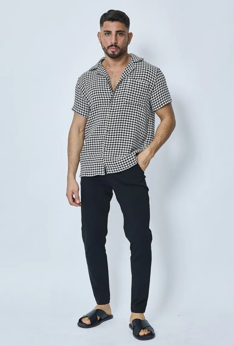 Chemise en tweed à carreaux manches courtes