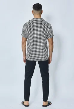 Chemise en tweed à carreaux manches courtes