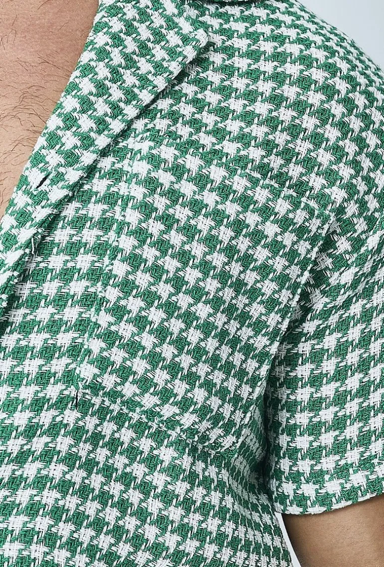 Chemise en tweed à carreaux manches courtes