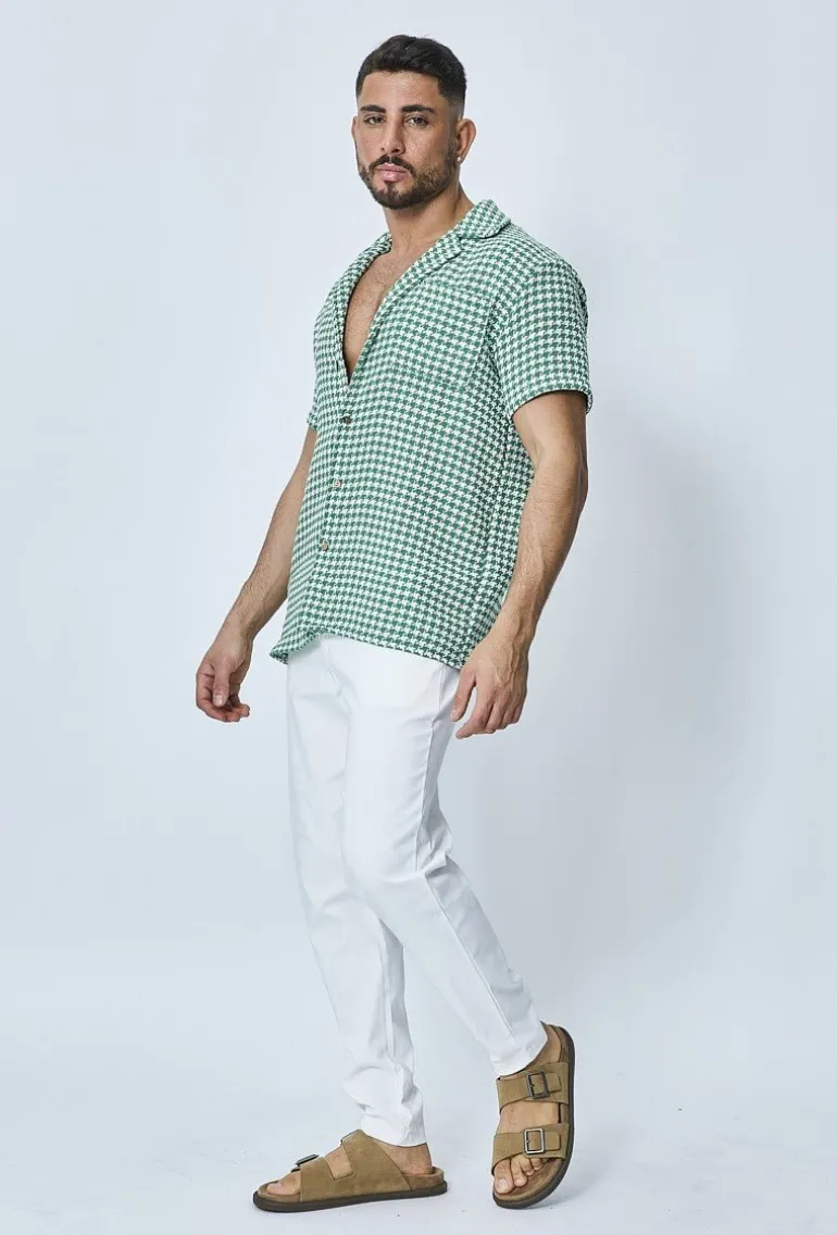 Chemise en tweed à carreaux manches courtes