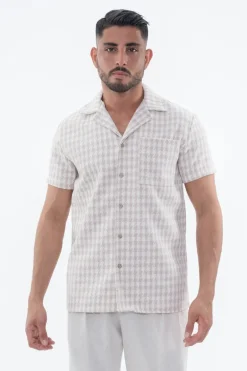 Chemise en tweed à carreaux manches courtes