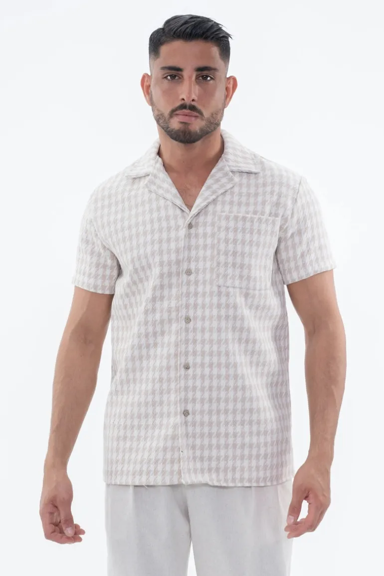 Chemise en tweed à carreaux manches courtes