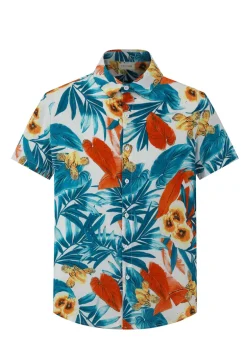Chemise manches courtes à motifs fleuris
