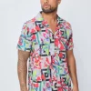 Chemise manches courtes à motifs abstraits
