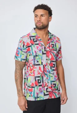 Chemise manches courtes à motifs abstraits