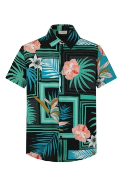 Chemise manches courtes à motifs fleuris
