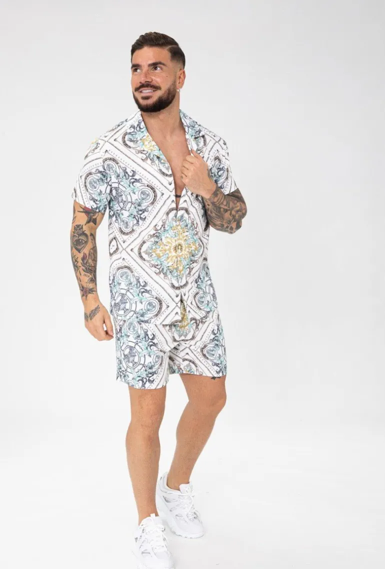 Chemise manches courtes à motifs baroque
